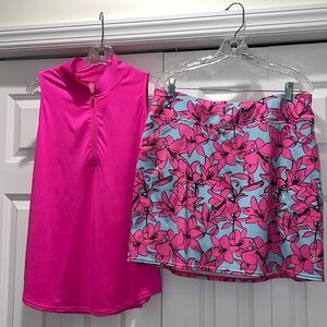 Golf skort and top (pink/navy)